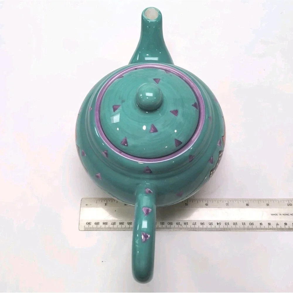 1998 Laurel Burch Turquoise Cat Teapot Fantastic Felines Design Studio Henriksen